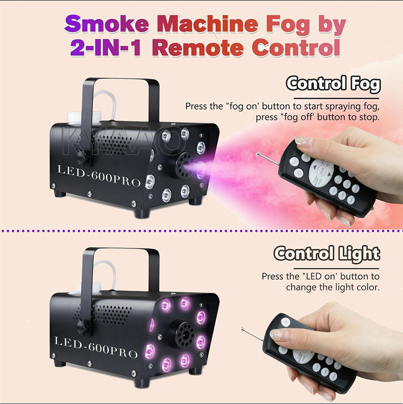 Newest Mini Disco Fog Machine with Timer Wireless Smoke Generator for Halloween Holiday 500W Dj Disco Stage Indoor Smoke Machine
