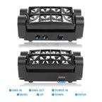 Mini Spider Light RGBW LED Stage Beam Moving Head – 8x3W DMX512 Sound Active Auto Master-Slave Mode for DJ Disco Party Nightclub Wedding Bar Holiday Effect