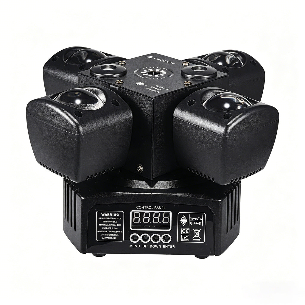 4-Arm Effect Moving Head Light 48W RGBW LED Laser Stage Light with DMX512 Sound Active & Strobe for Disco DJ Party