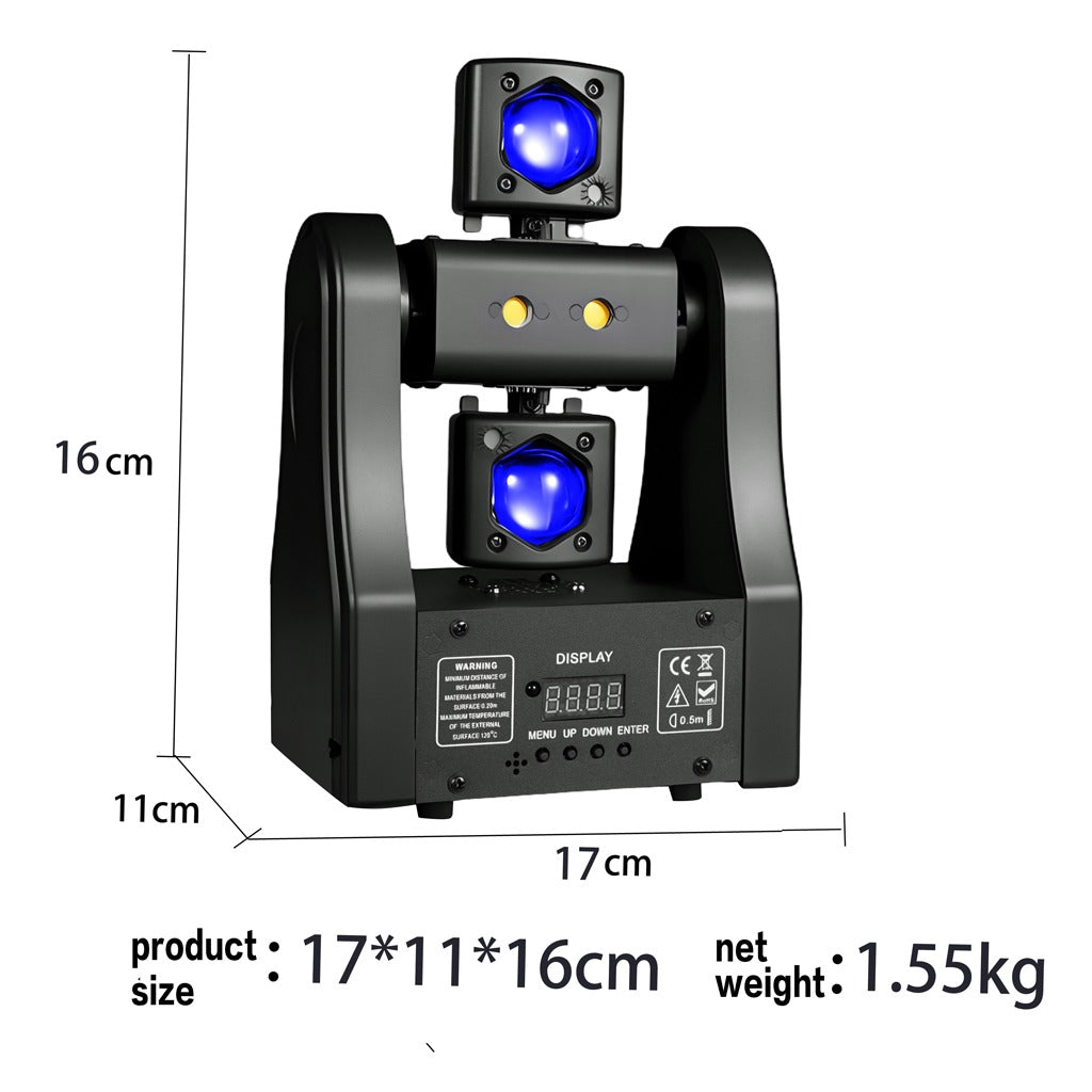 Little Dragonfly with Arm Beams – DMX512 RGBW Laser Stage Light, 8 LEDs + Red/Green Laser, Sound-Activated Strobe for Home Party DJ Disco