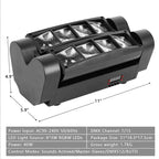 Mini Spider Light RGBW LED Stage Beam Moving Head – 8x3W DMX512 Sound Active Auto Master-Slave Mode for DJ Disco Party Nightclub Wedding Bar Holiday Effect