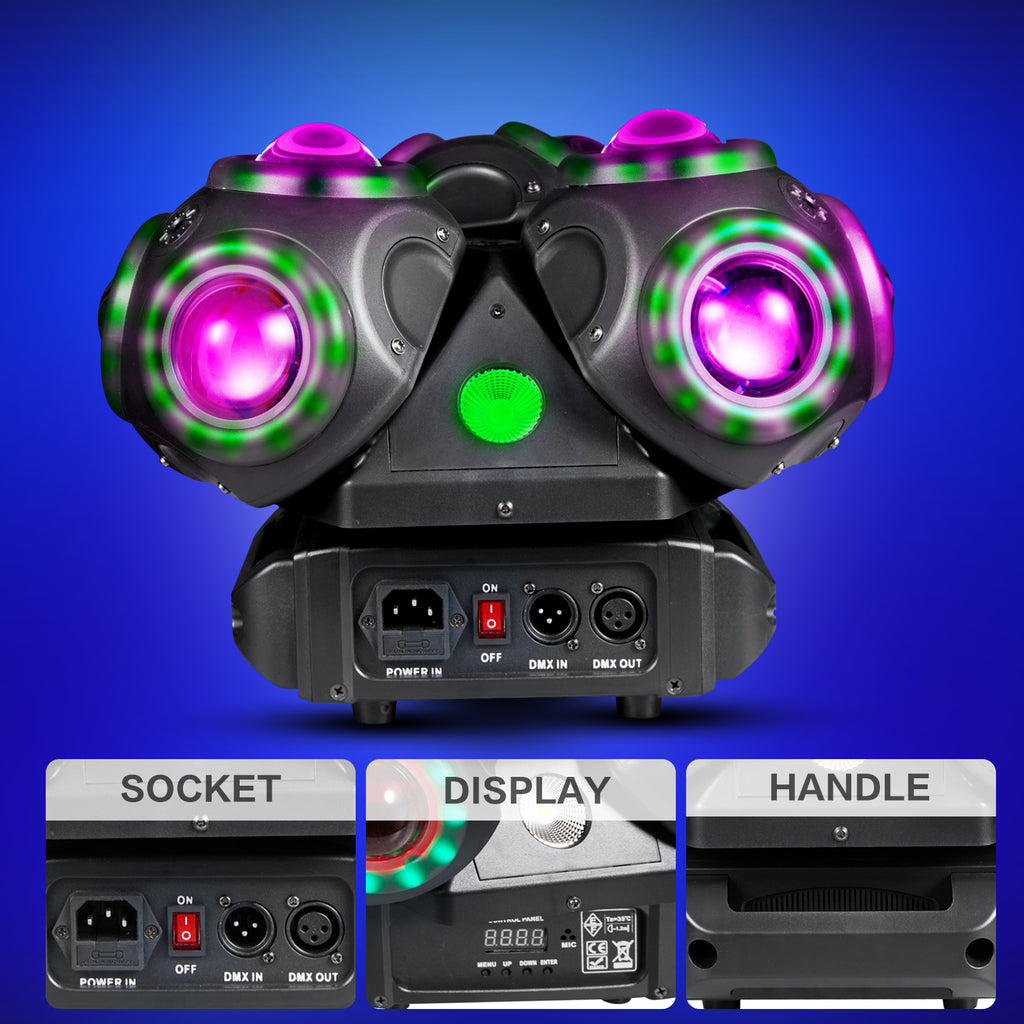 2025 New Arrival 3-heads Rotation Disco Lights Dmx Good Effects Dj Stage Professional Lighting Sound Control Dynamic Dance Device Strong Beam Lights for Event Party