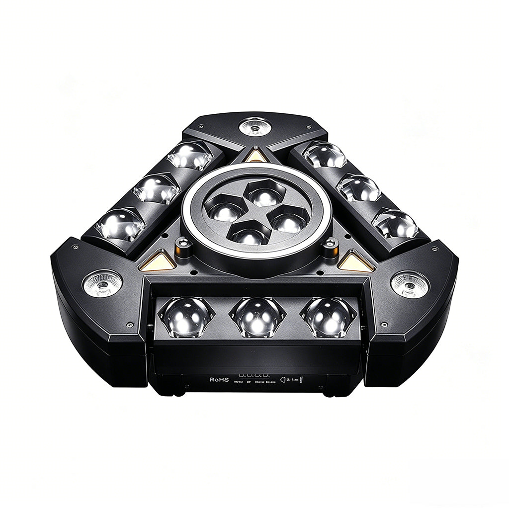 New Spider Light – 13x10W 4in1 Beam LED + RGB Lasers + 24-LED Strip – DMX512 28CH Sound Active Stage Light