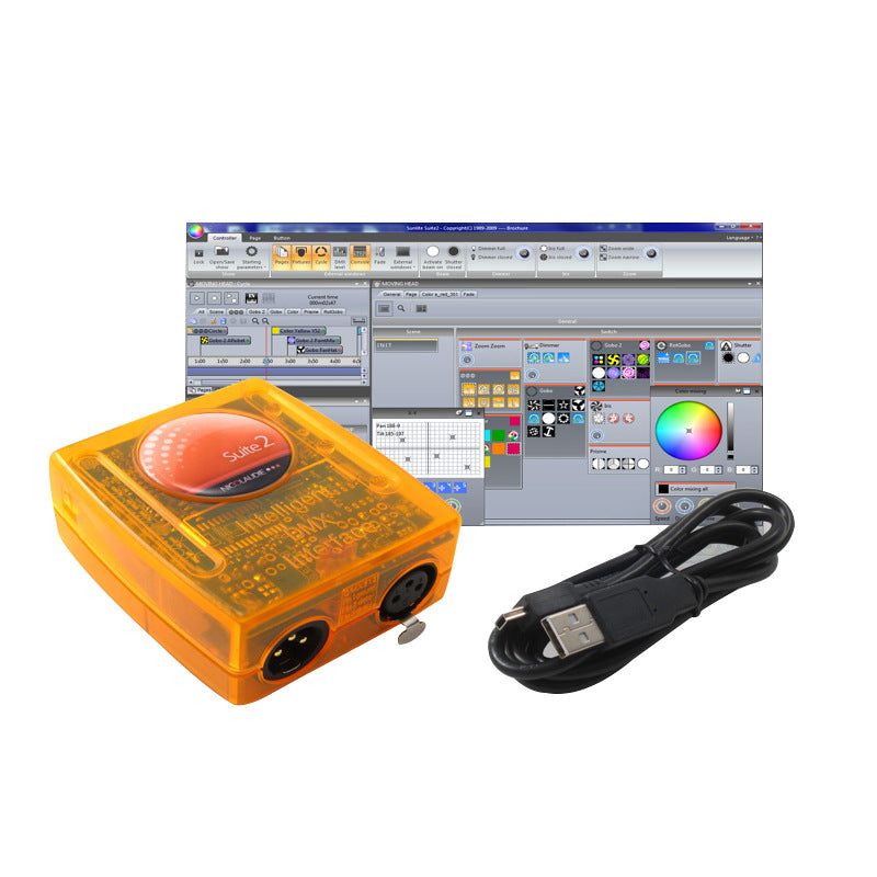 sunsite2-2-Port DMX512 Lighting Controller | PC & Offline Standalone Mode with 3D Visualizer and AVI Export