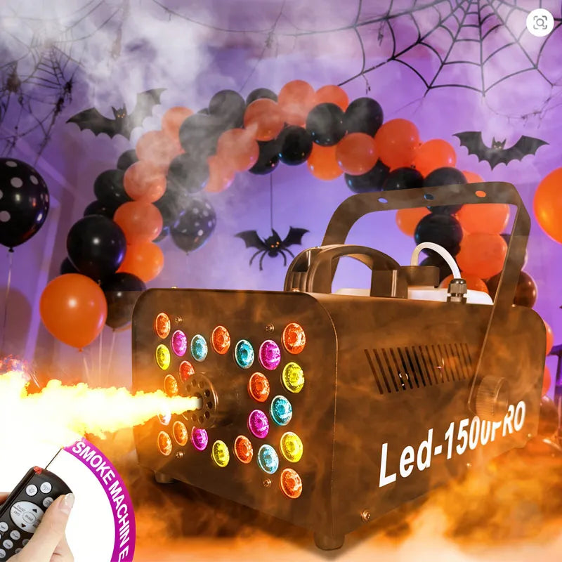 1500W Disco Smoke Machine with Timer & Remote – RGB LED Fog Machine for Wedding, Party, Christmas, DJ Stage Effect