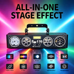 2026 Newest 6-in-1 Stage Effect Light – 50W RGB+White/Pink/Orange LED & Red/Green Laser Sound Activated + DMX Remote Control DJ Disco Party Light for Wedding Bar Club