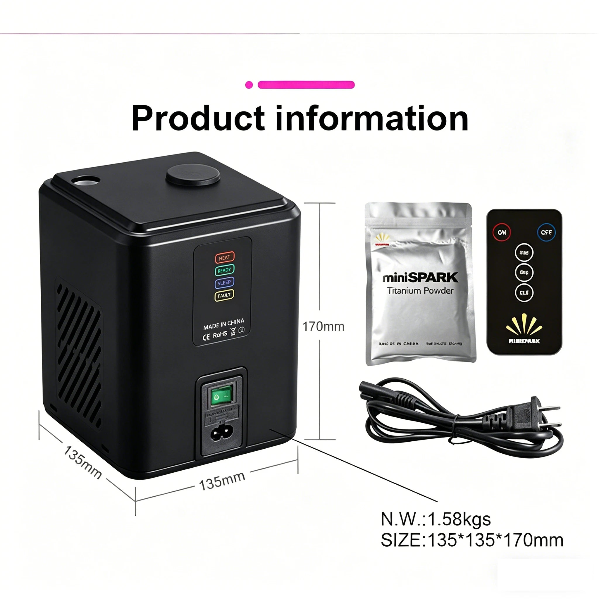 Mini Cold Spark Machine Portable Stage Fountain Machine Remote Control Indoor Firework Effect for DJ Wedding Party