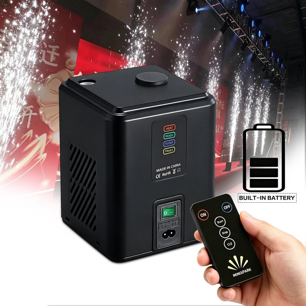 Mini Cold Spark Machine Portable Stage Fountain Machine Remote Control Indoor Firework Effect for DJ Wedding Party