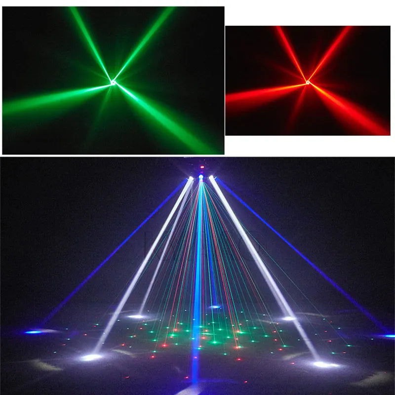 2026 RGBW Moving Head Laser Strobe Stage Light 26CH DMX512 DJ Club Party Beam Effect Lighting with Sound Control