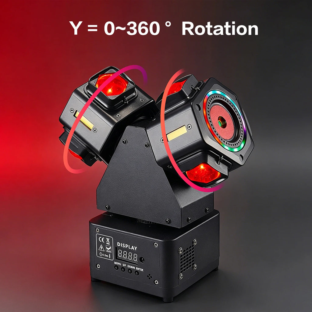 120W Dual Head Mini Moving Head Laser Light RGBWAU Meteor Effect DJ Club Party Stage Lighting DMX512 Sound Active