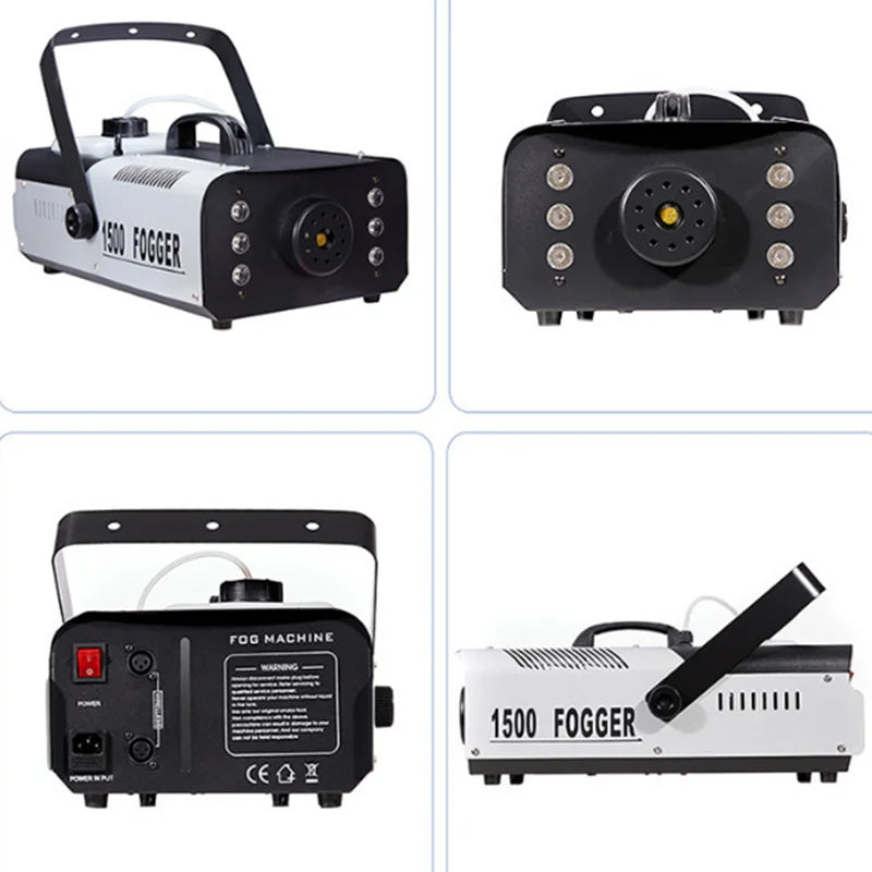 Remote Control 1500W Fog Machine With 6x3W RGB Light Smoke Machine Stage Show Disco DJ Party Club Bar Event Show Stage Show