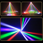 Mini Moving Head Laser Stage Light with Remote Control RGB Beam Pattern Strobe DMX512 DJ Lighting for Party Club Bar