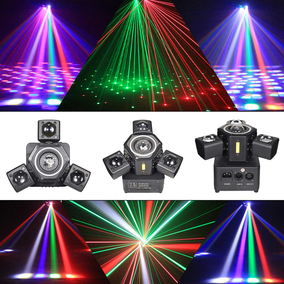 DMX512 RGBW 4in1 Strobe DJ Light LED RG Laser Strobe Sound Active Master Slave Auto for Party KTV Bar Stage Wedding Disco