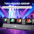 120W Twin-Headed Airship LED Moving Head Stage Light with RG Laser & Strobe, 23CH DMX512 Sound Activated DJ Disco Club Party Light