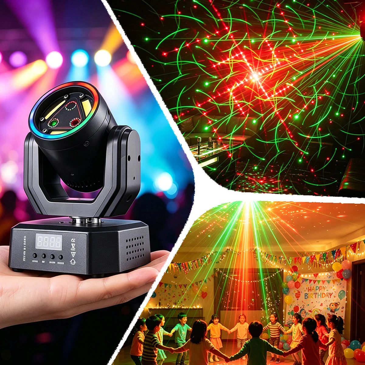 Mini Moving Head Laser Strobe Light RGB LED DMX512 DJ Stage Lighting for Party Club Bar