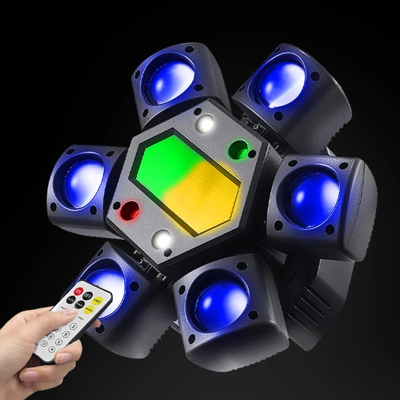 Mini Moving Head Laser Stage Light with Remote Control RGB Beam Pattern Strobe DMX512 DJ Lighting for Party Club Bar