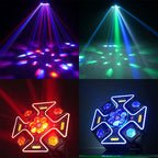 4-Arm Moving Head DJ Light with Red Green Laser & Strobe – DMX/Sound Control for Disco Party Bar