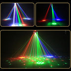 Mini Moving Head Laser Stage Light with Remote Control RGB Beam Pattern Strobe DMX512 DJ Lighting for Party Club Bar
