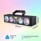 2026 Newest 6-in-1 Stage Effect Light – 50W RGB+White/Pink/Orange LED & Red/Green Laser Sound Activated + DMX Remote Control DJ Disco Party Light for Wedding Bar Club
