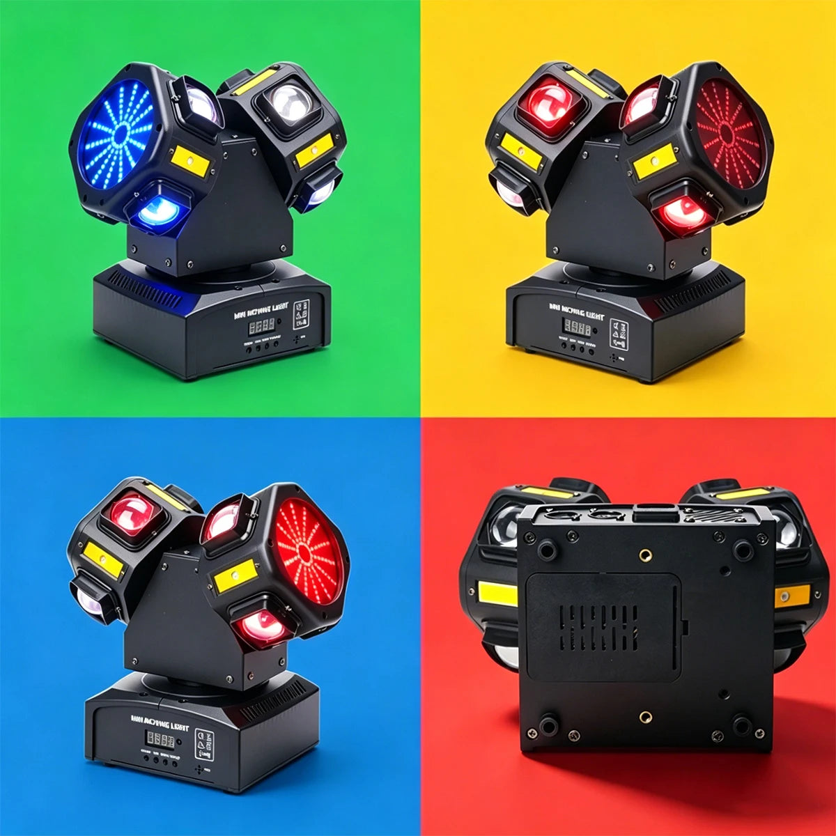 Bimurine Gecko Shadow of War Dual Head Moving Head 100W DMX512 Stage Light with Laser & RGB Panels DJ Party Light