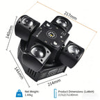 4-Arm Effect Moving Head Light 48W RGBW LED Laser Stage Light with DMX512 Sound Active & Strobe for Disco DJ Party
