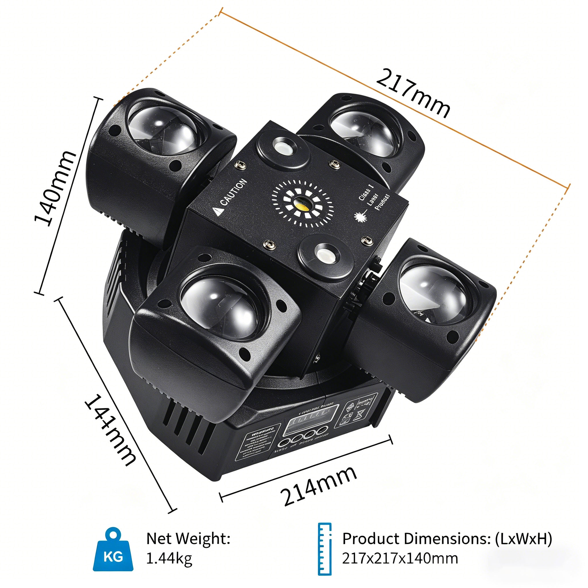 4-Arm Effect Moving Head Light 48W RGBW LED Laser Stage Light with DMX512 Sound Active & Strobe for Disco DJ Party