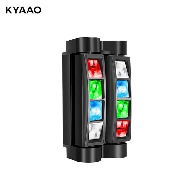 Mini Spider Light RGBW LED Stage Beam Moving Head – 8x3W DMX512 Sound Active Auto Master-Slave Mode for DJ Disco Party Nightclub Wedding Bar Holiday Effect